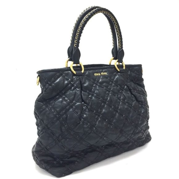Miu Miu Handbags - MIUMIU Quilted Hand Bag Shoulder Bag 2way bag Black